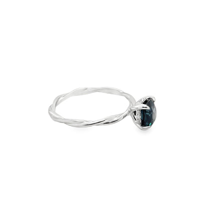 18KW Blue Spinel & Diamond Twist Band Ring