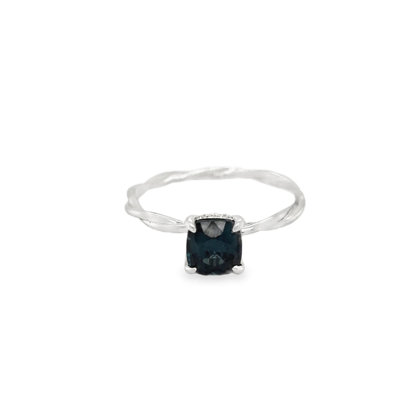 18KW Blue Spinel & Diamond Twist Band Ring