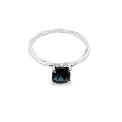 18KW Blue Spinel & Diamond Twist Band Ring