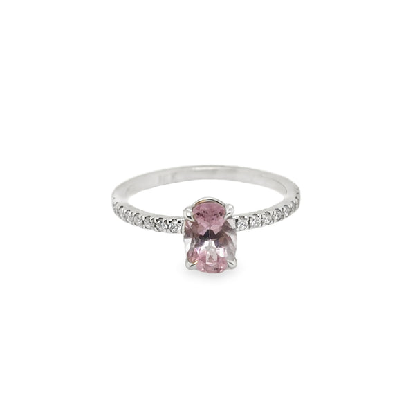 RS 18KW Oval Brilliant Morganite Solitaire Ring
