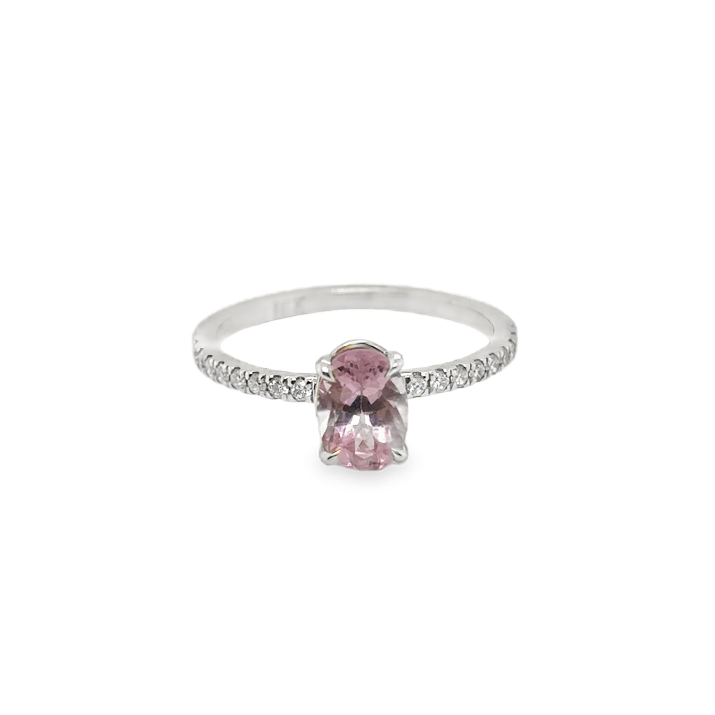 RS 18KW Oval Brilliant Morganite Solitaire Ring