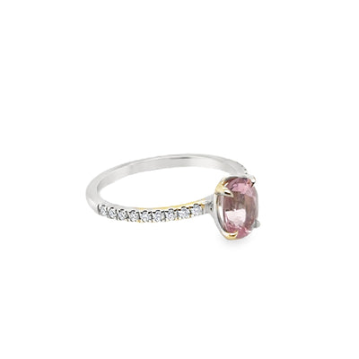 RS 18KW Oval Brilliant Morganite Solitaire Ring