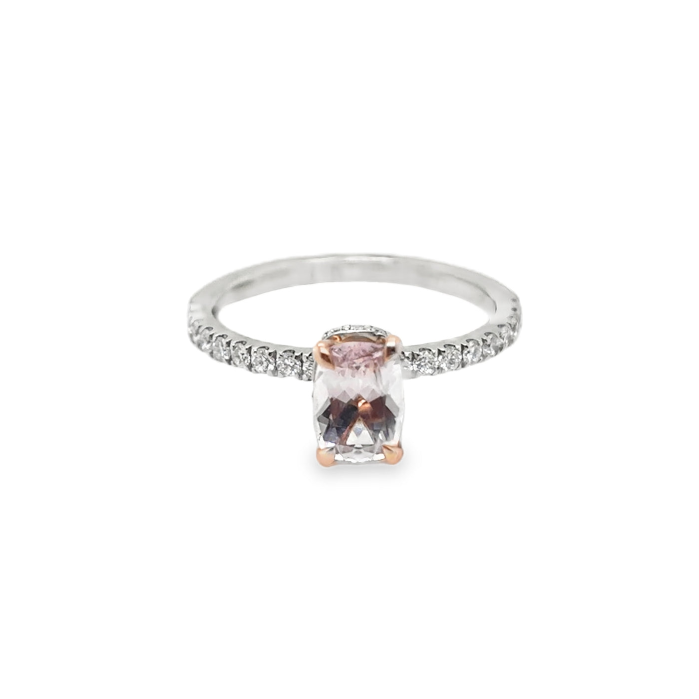 18KW/R Pink Morganite and Diamond Ring