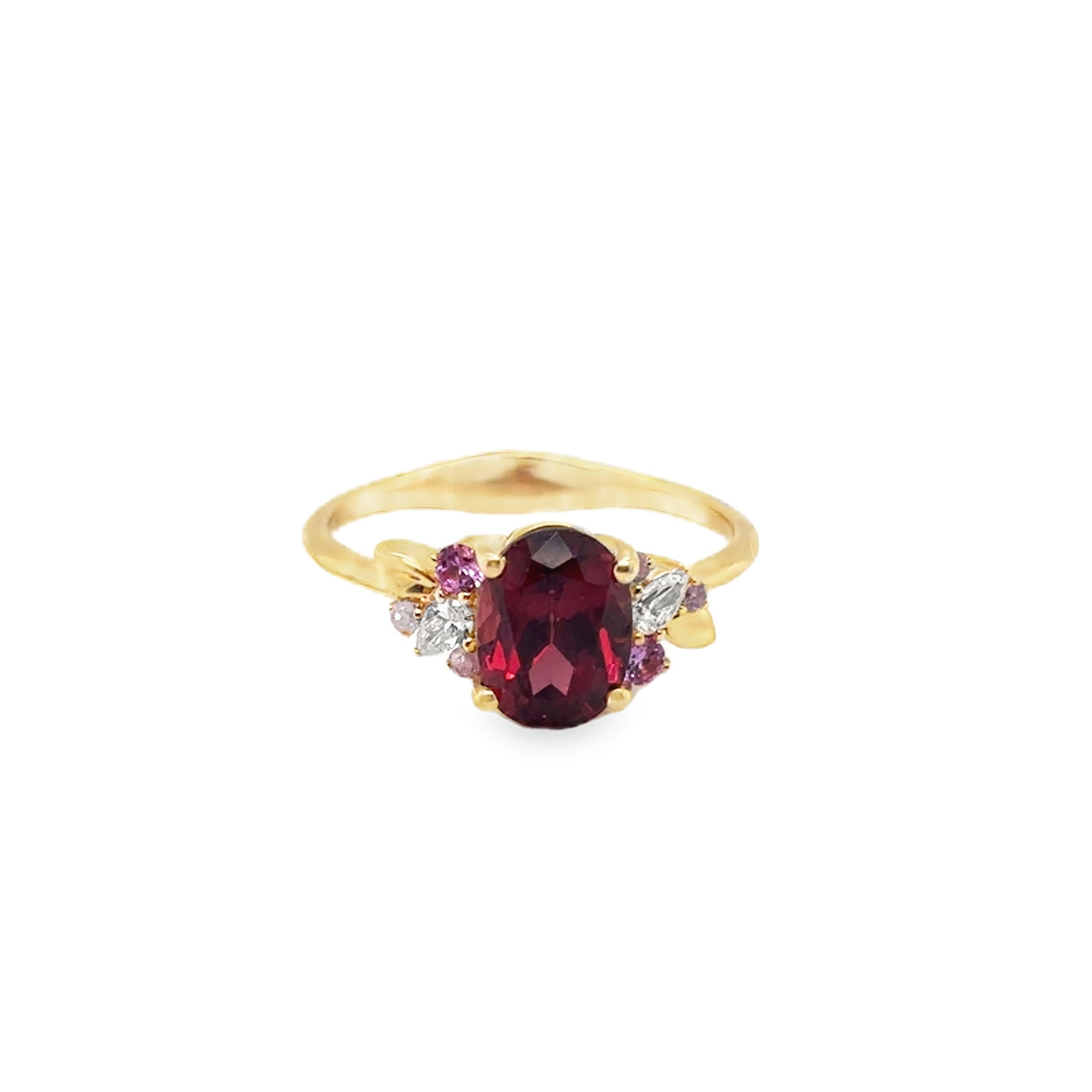18K "Amelia" Multi-Stone Leaf Ring