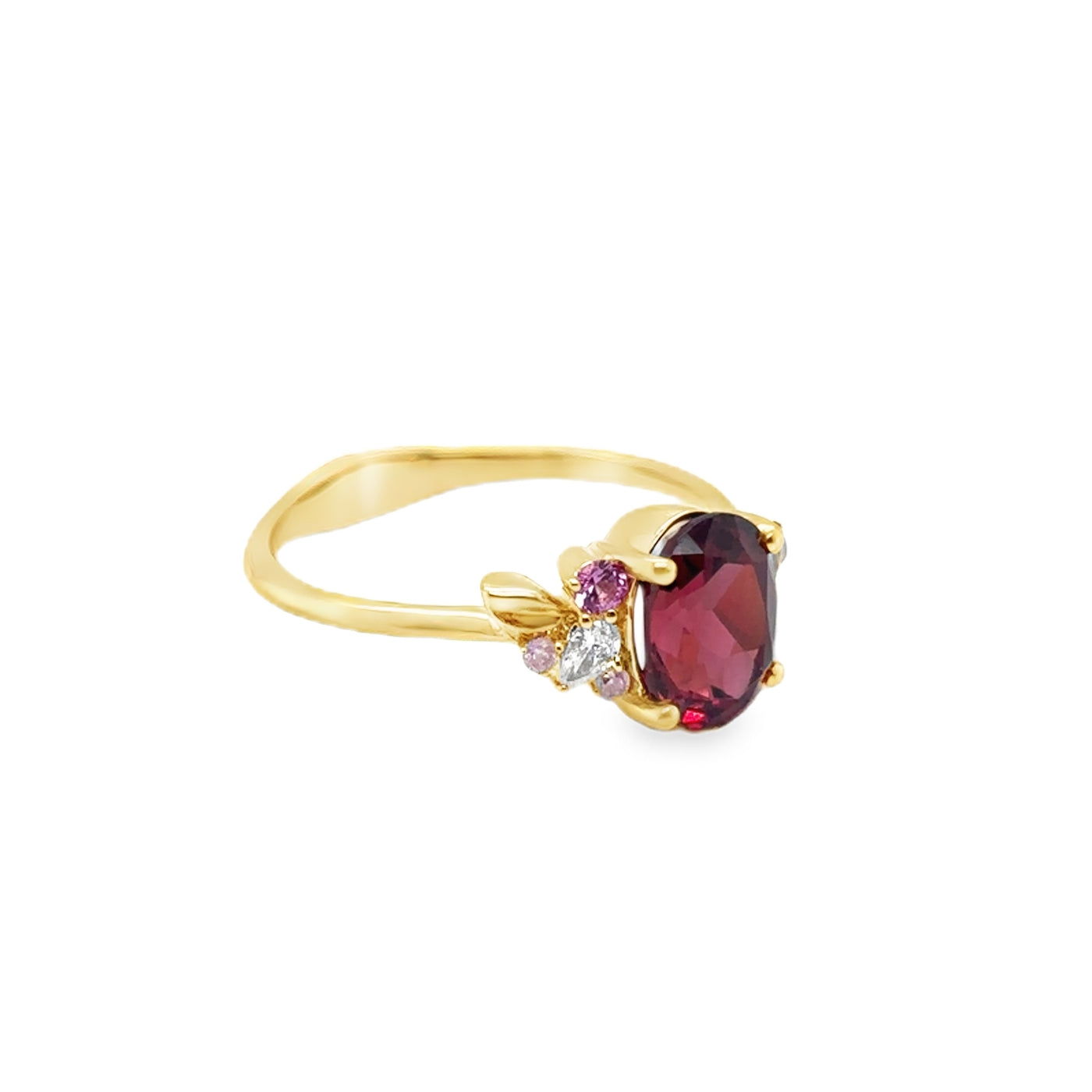 18K "Amelia" Multi-Stone Leaf Ring