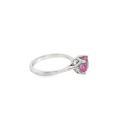 18KW Padparadscha Sapphire & Diamond Ring