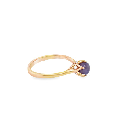 RS 14KR "Eliana" Star Sapphire & Diamond Hidden Halo Ring