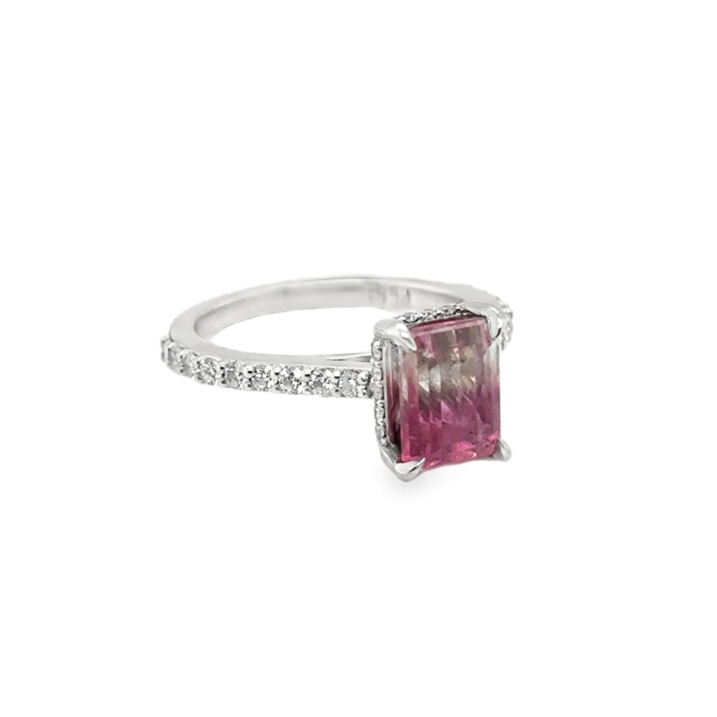 Platinium Pink Tourmaline & Diamond Ring