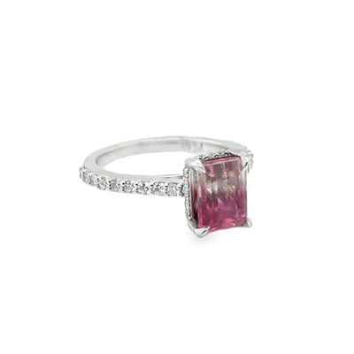 Platinium Pink Tourmaline & Diamond Ring