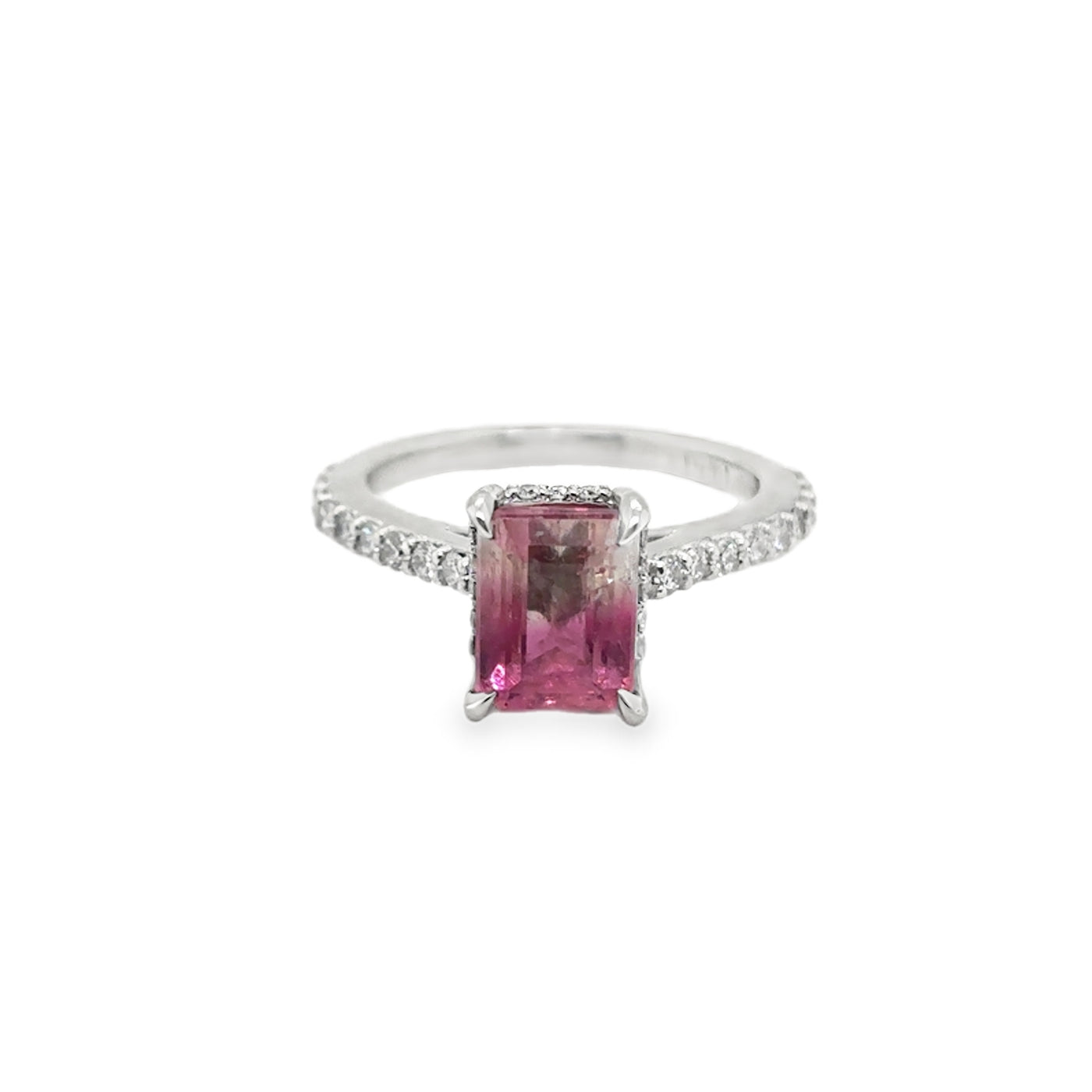 Platinium Pink Tourmaline & Diamond Ring