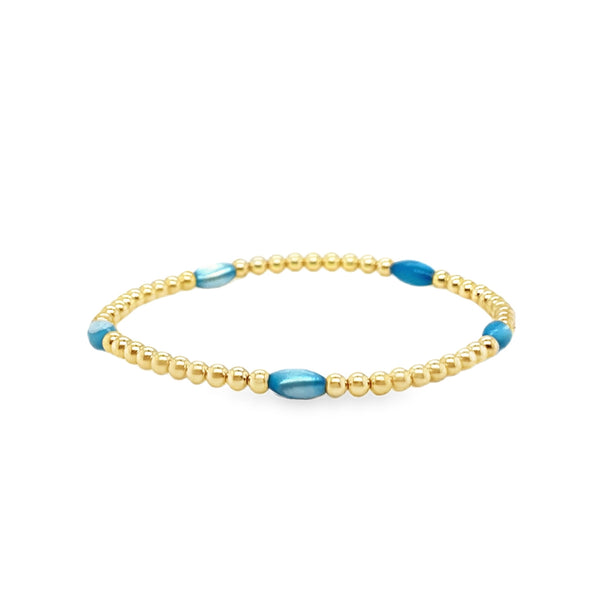 14KY Gold Filled Blue Bead Bracelet