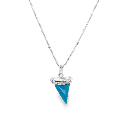 925 Shark's Tooth Gemstone Pendant w/Chain
