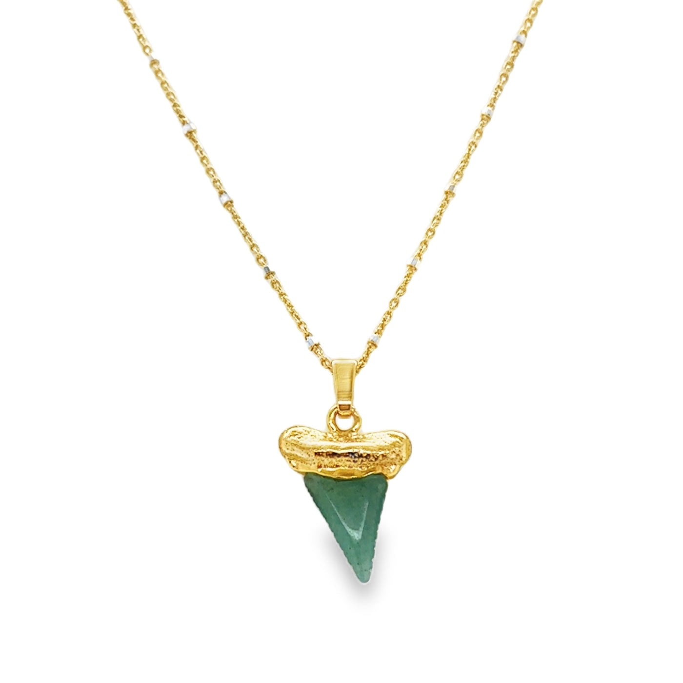 925 Shark's Tooth Gemstone Pendant w/Chain
