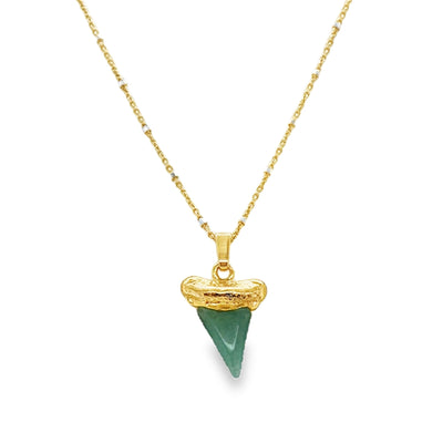 925 Shark's Tooth Gemstone Pendant w/Chain