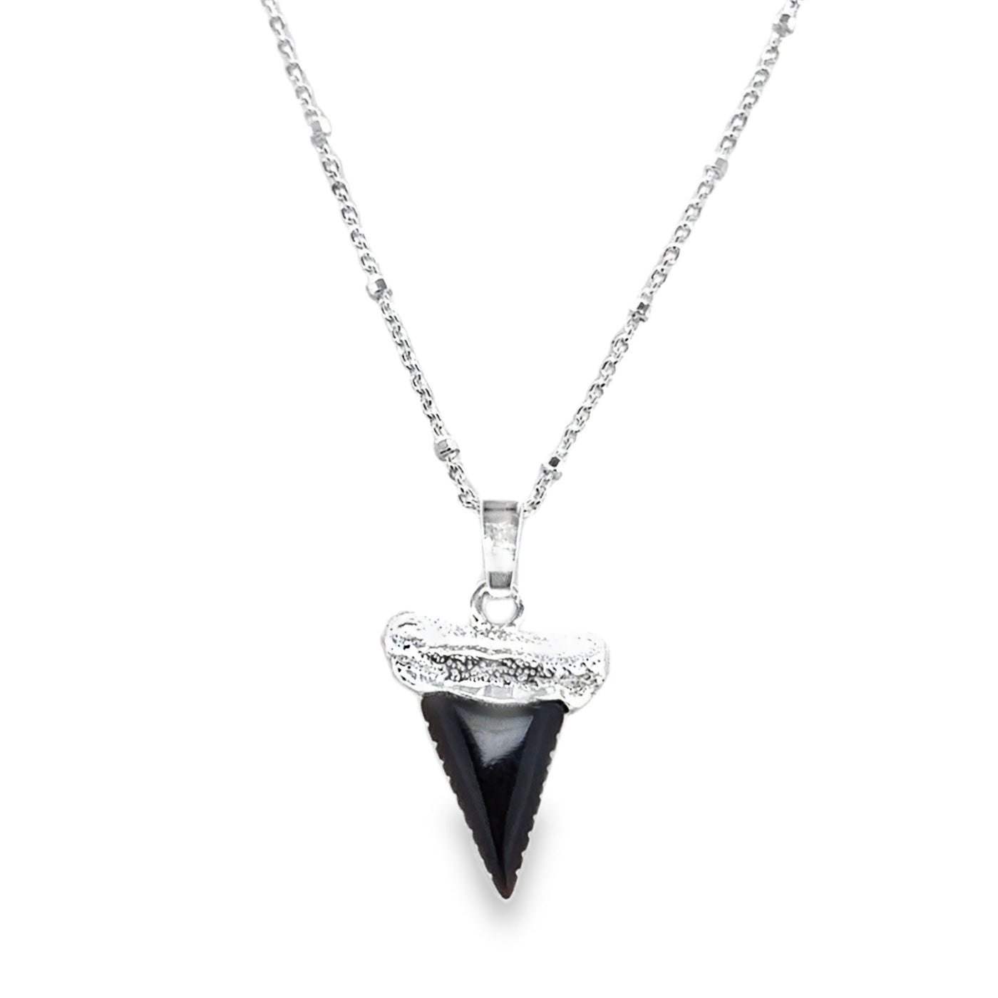 925 Shark's Tooth Gemstone Pendant w/Chain