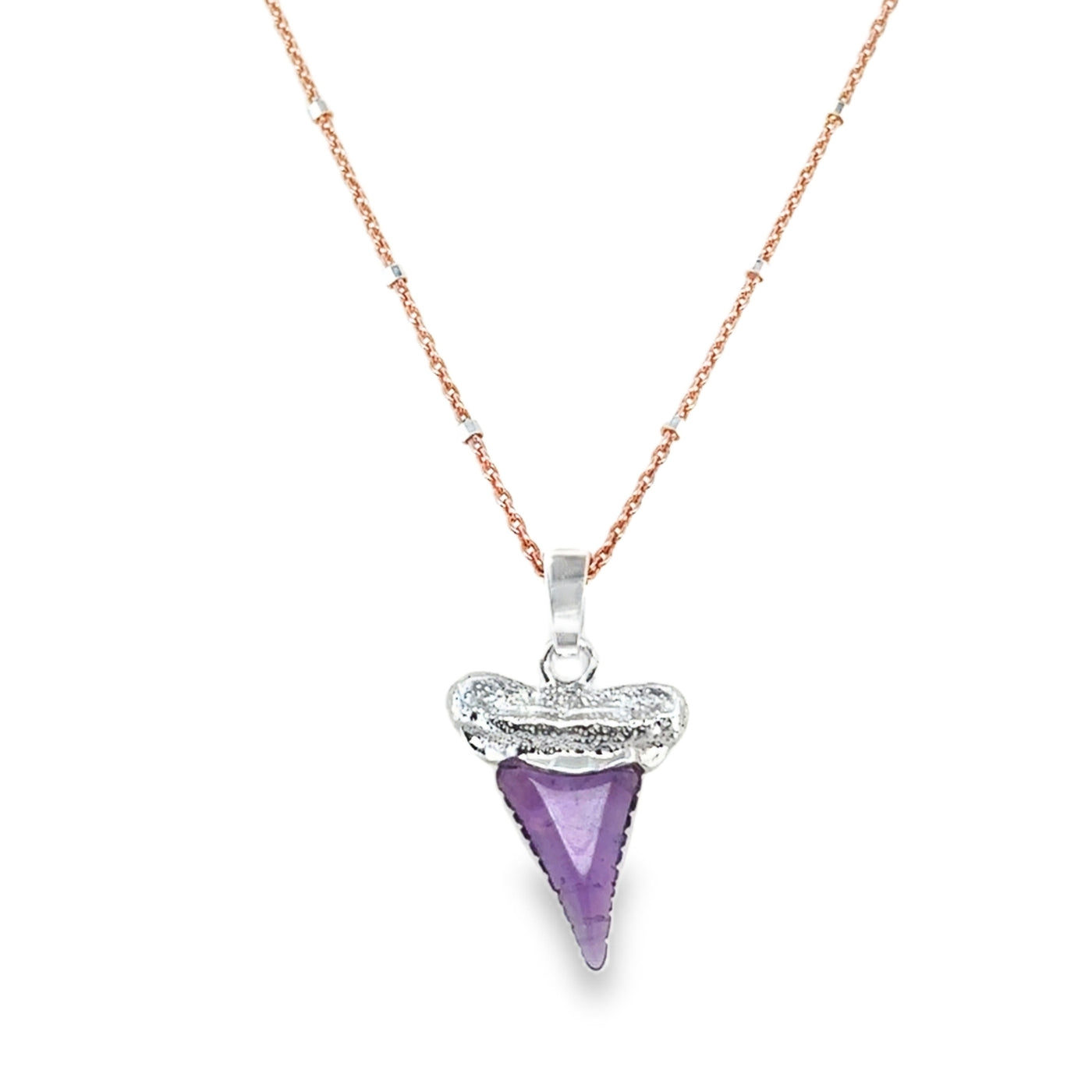 925 Shark's Tooth Gemstone Pendant w/Chain