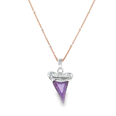 925 Shark's Tooth Gemstone Pendant w/Chain