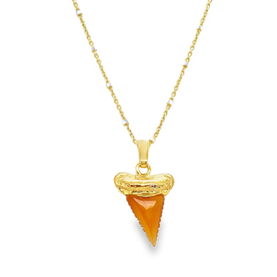 925 Shark's Tooth Gemstone Pendant w/Chain