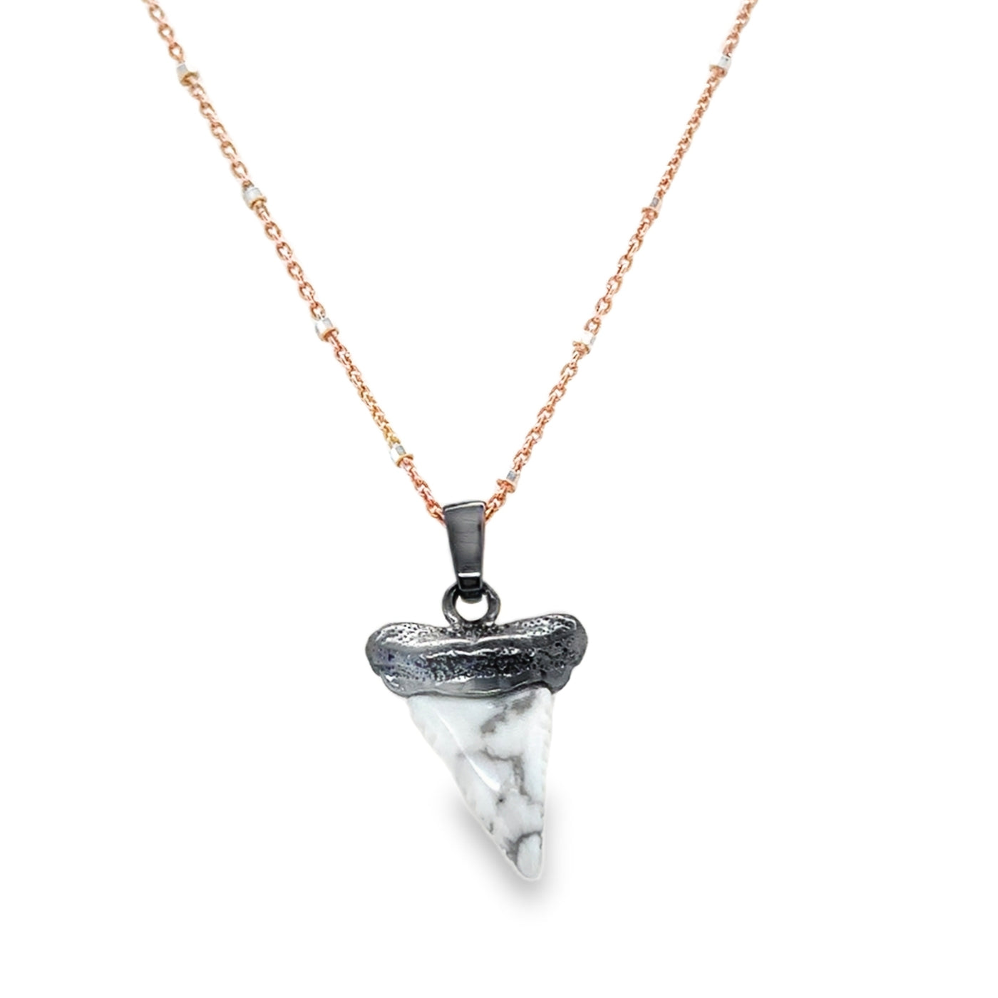925 Shark's Tooth Gemstone Pendant w/Chain