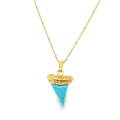 925 Shark's Tooth Gemstone Pendant w/Chain