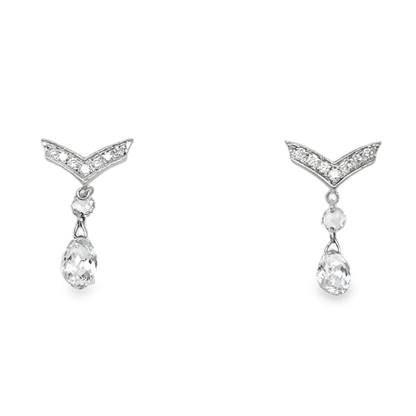 18KW Briolette V Diamond Studs