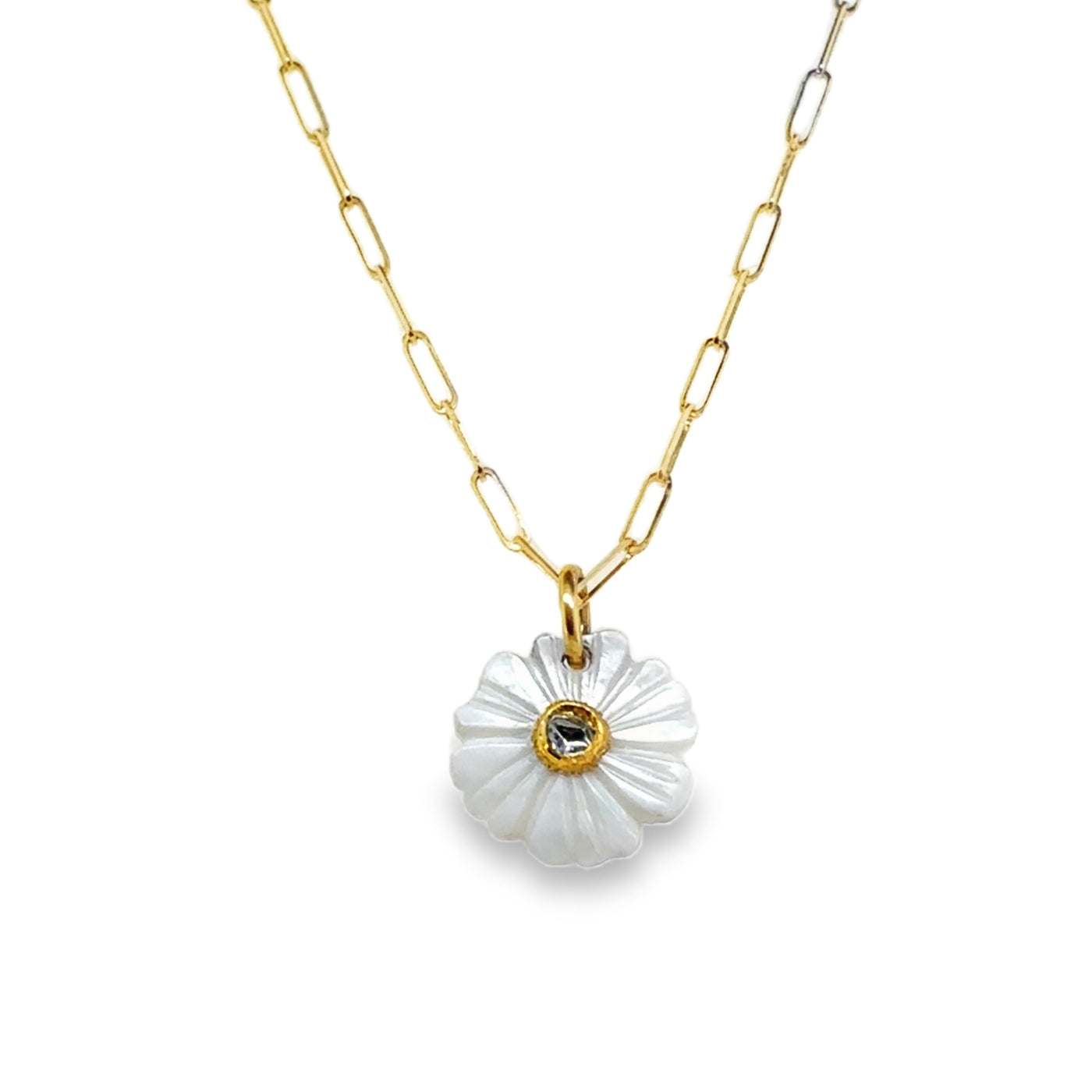 14KY Diamond & MOP Flower Charm