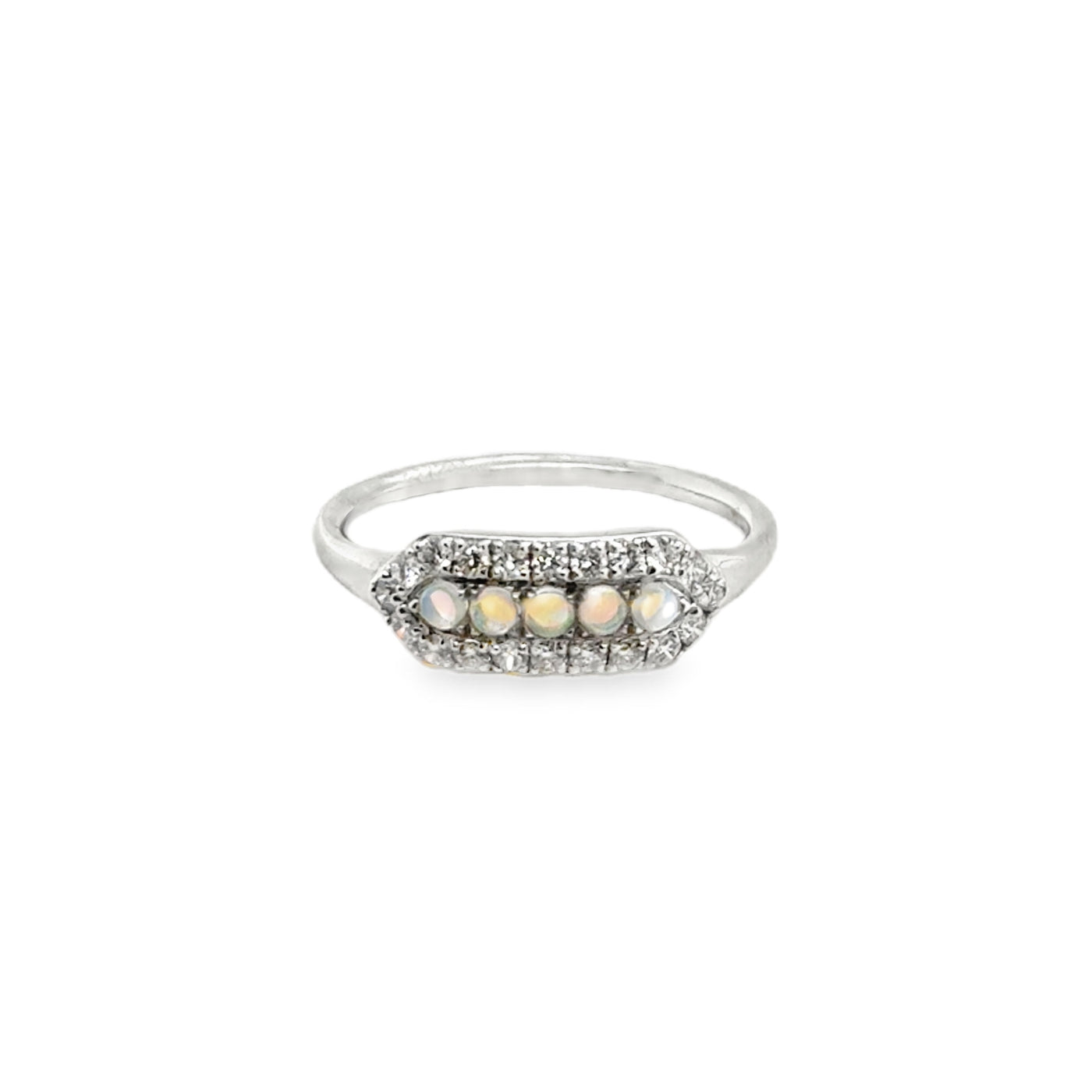18K Deco Inspired Opal East West Ring