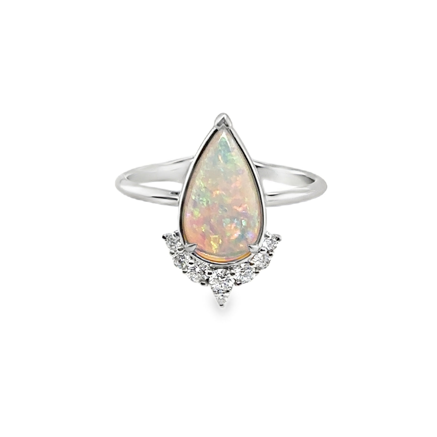 18KW Opal & Diamond Ring