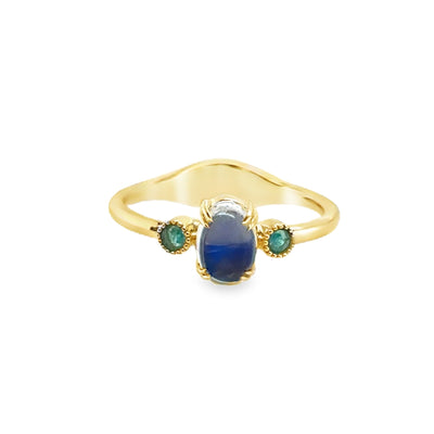 14KY "Elouise" Moonstone & Paraiba Ring