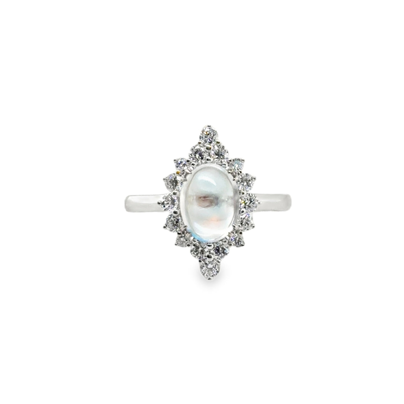 18KW Moonstone and Diamond Ring
