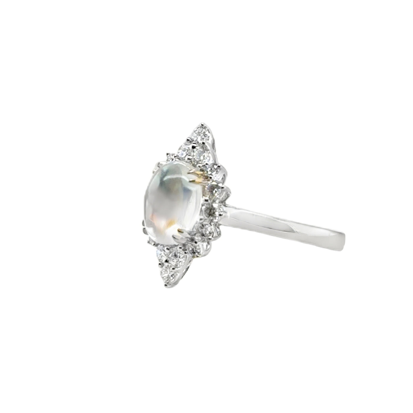 18KW Moonstone and Diamond Ring
