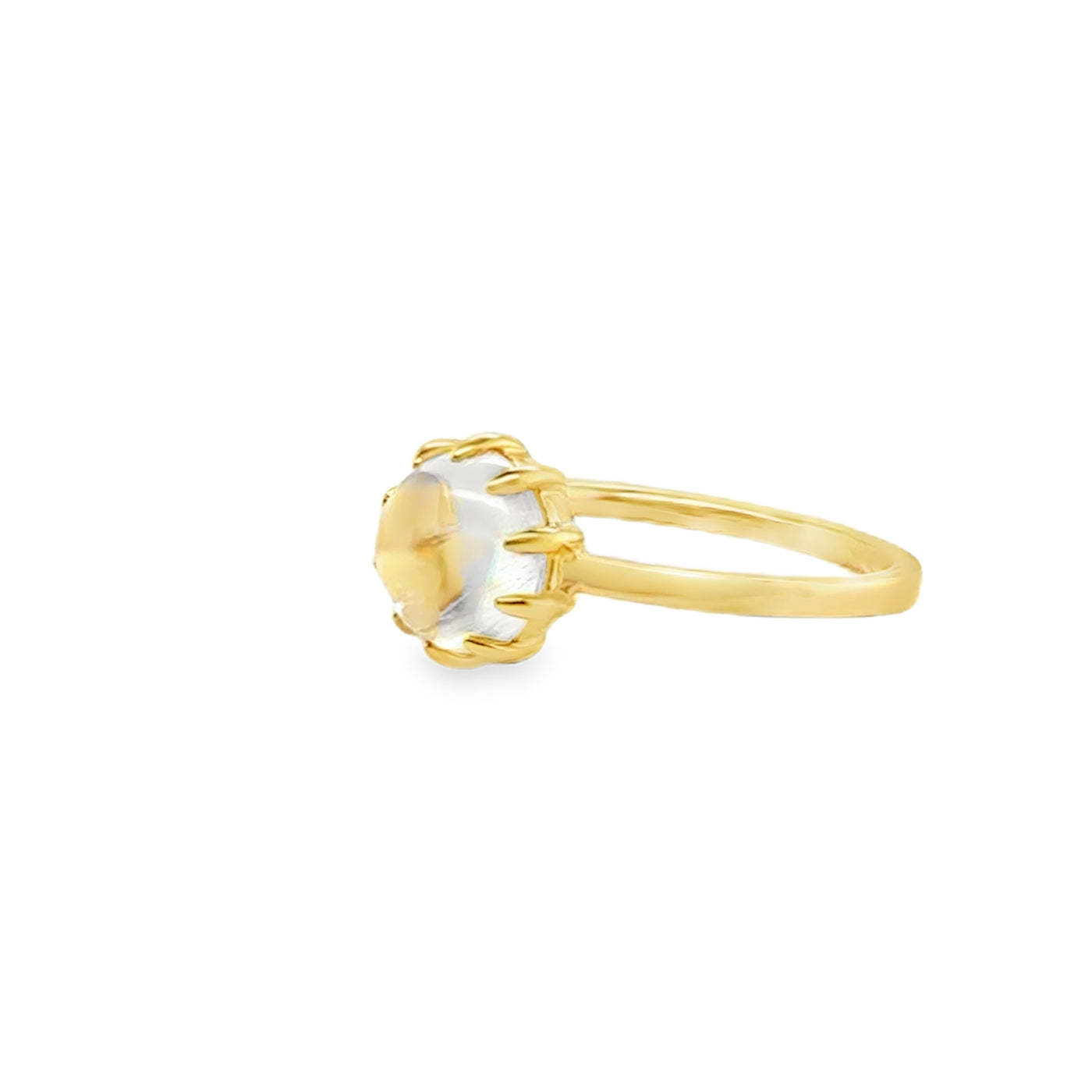 18KY Moonstone Prong Set Ring