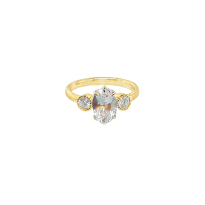 18KY "Riv" Faceted Moonstone & Diamond Ring