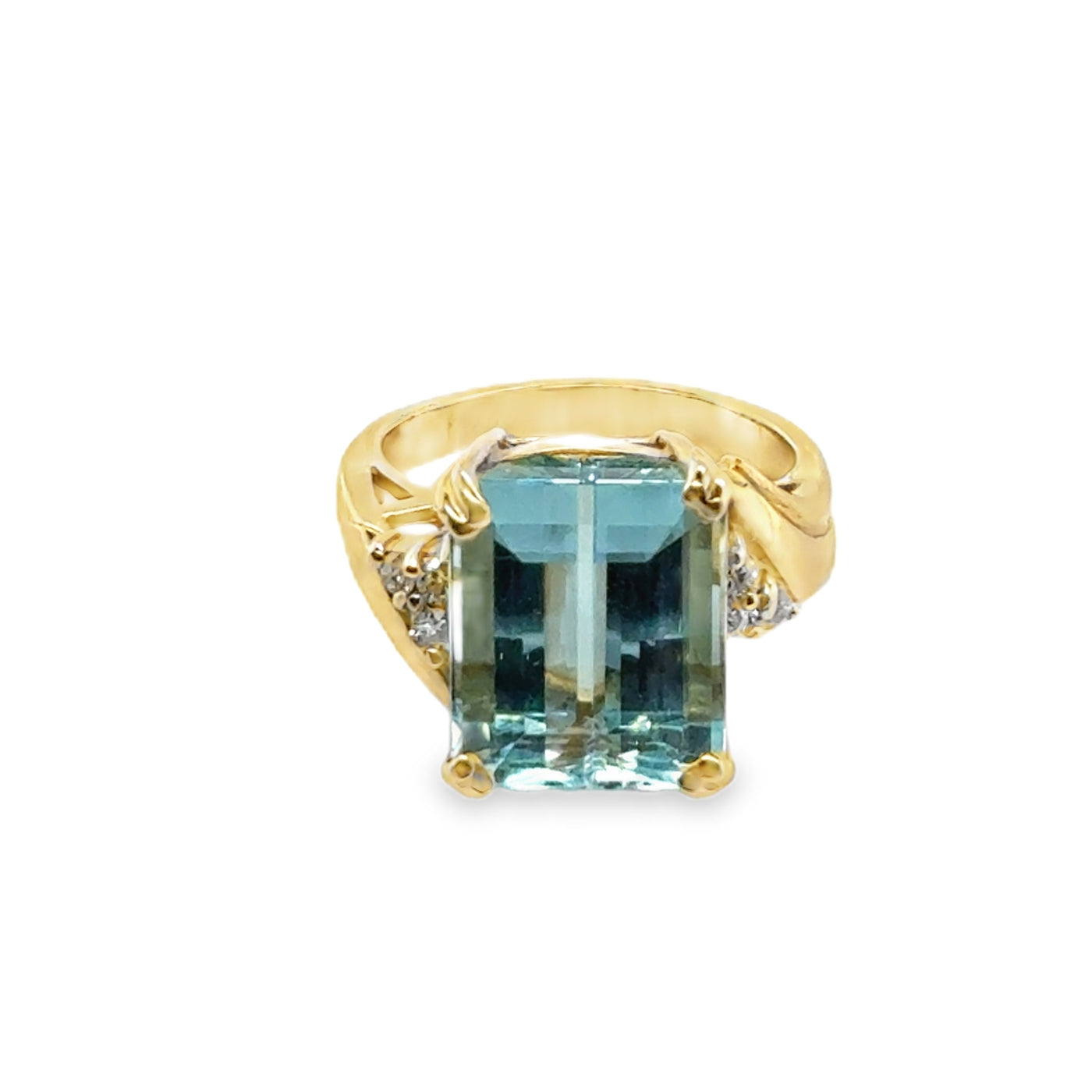 14KY Aquamarine & Diamond Ring