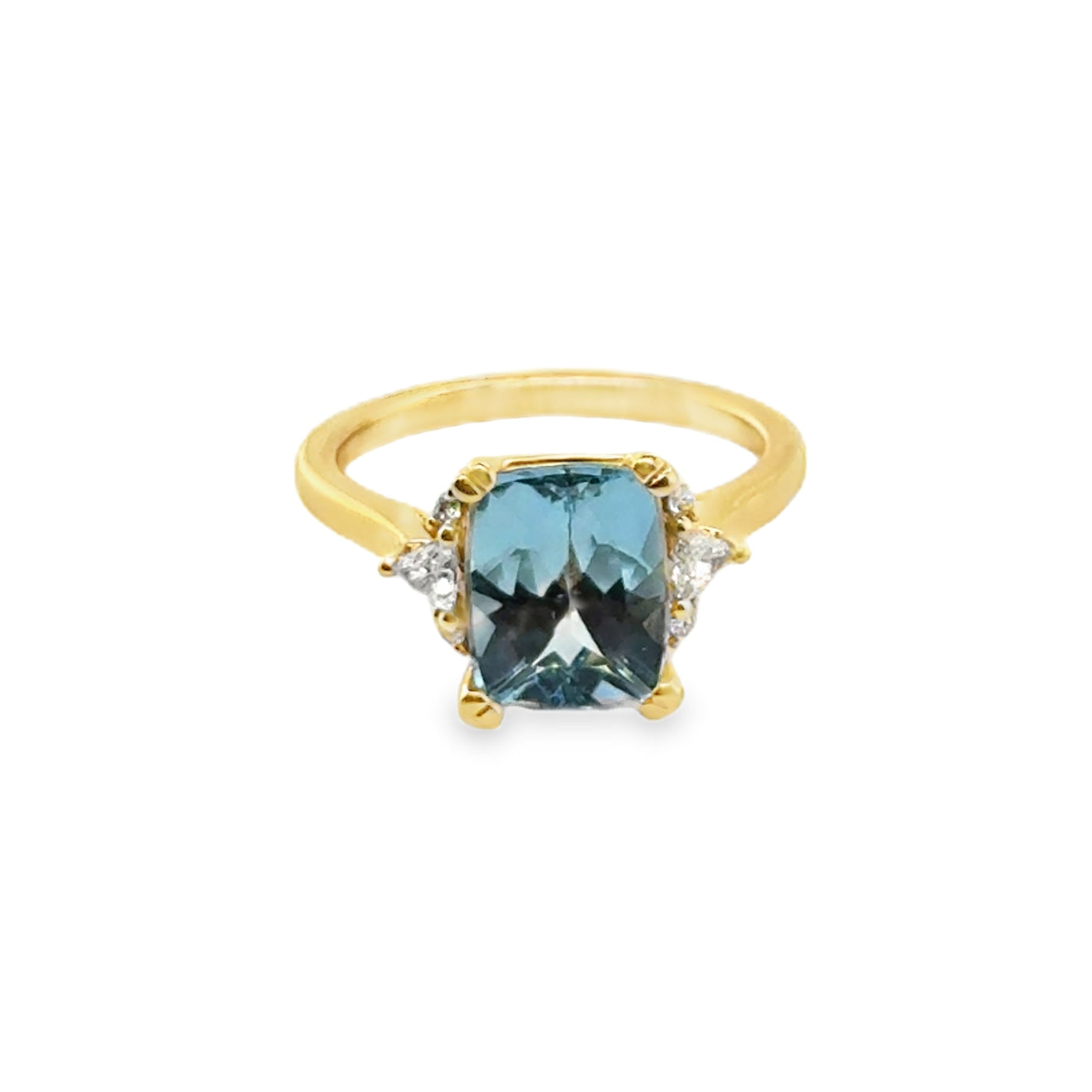 18KY "Isla" 2.50ct Aquamarine & Diamond Ring