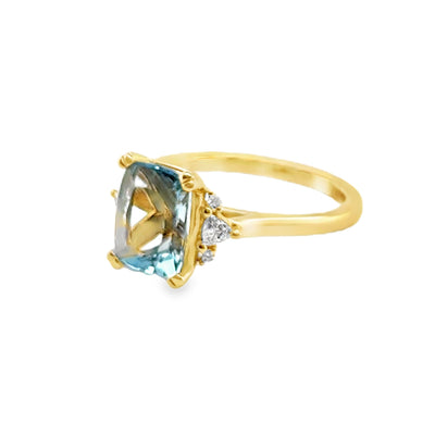18KY "Isla" 2.50ct Aquamarine & Diamond Ring