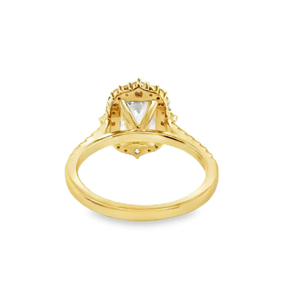 14KY E/VS1 IGI Emerald Cut LAB Diamond and Natural Accents Ring