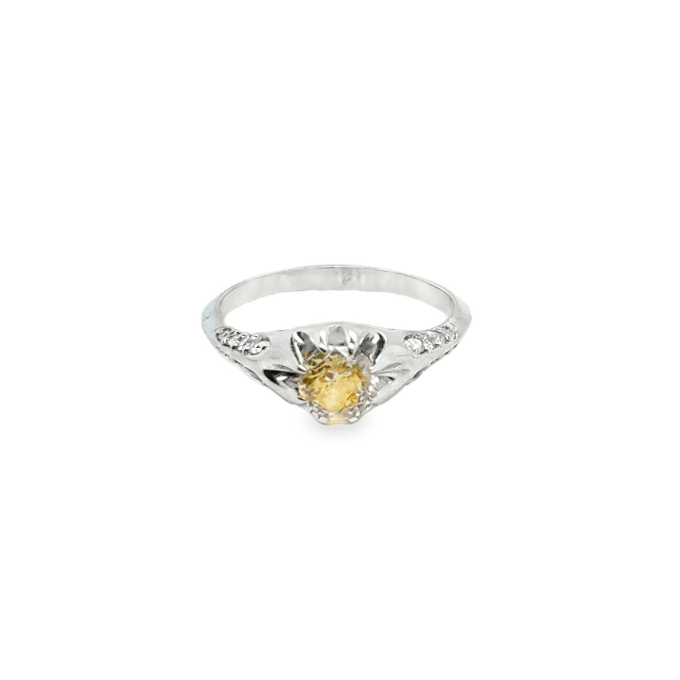 18KW Fancy Orange-Yellow Decagonal GIA Diamond Ring 6
