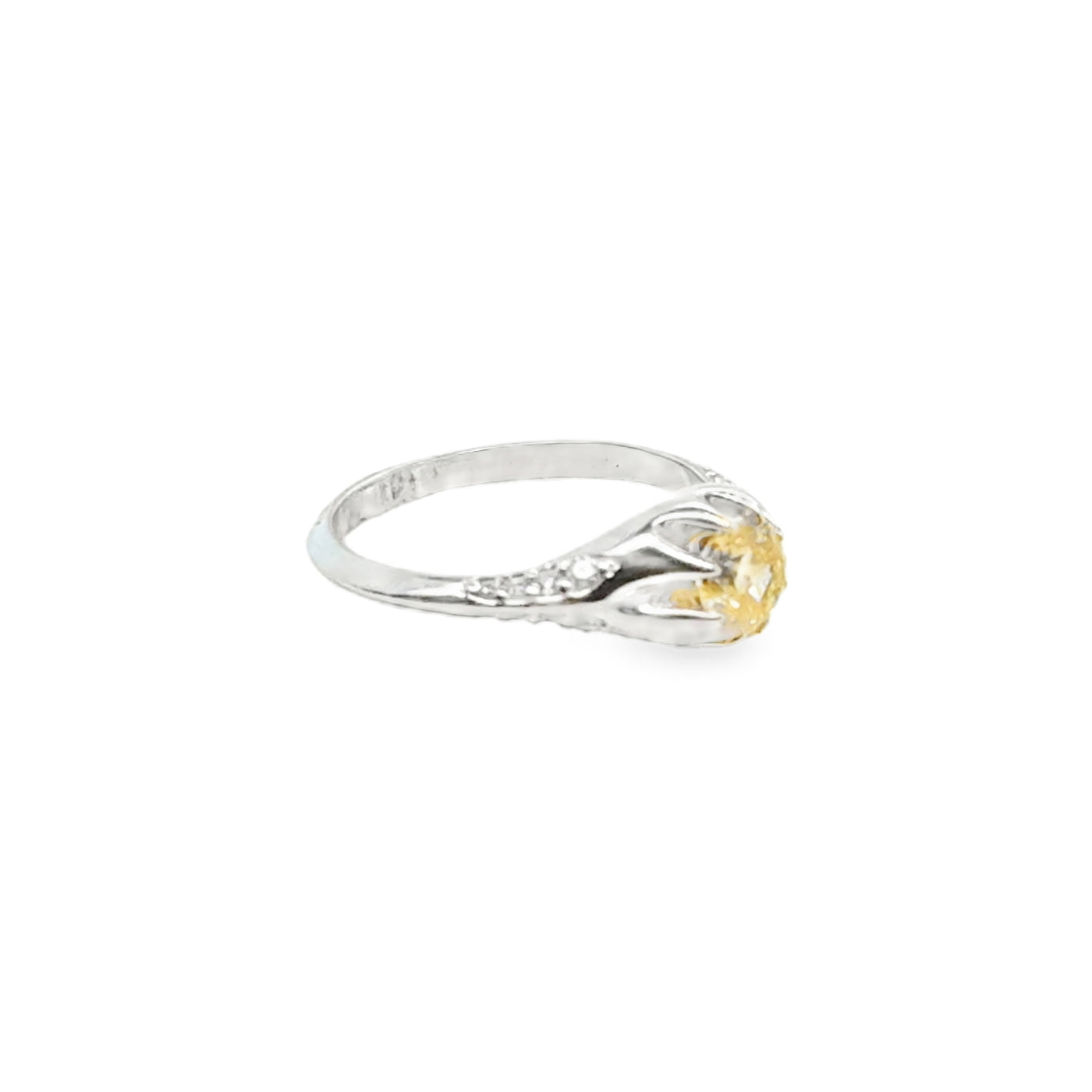 18KW Fancy Orange-Yellow Decagonal GIA Diamond Ring 6