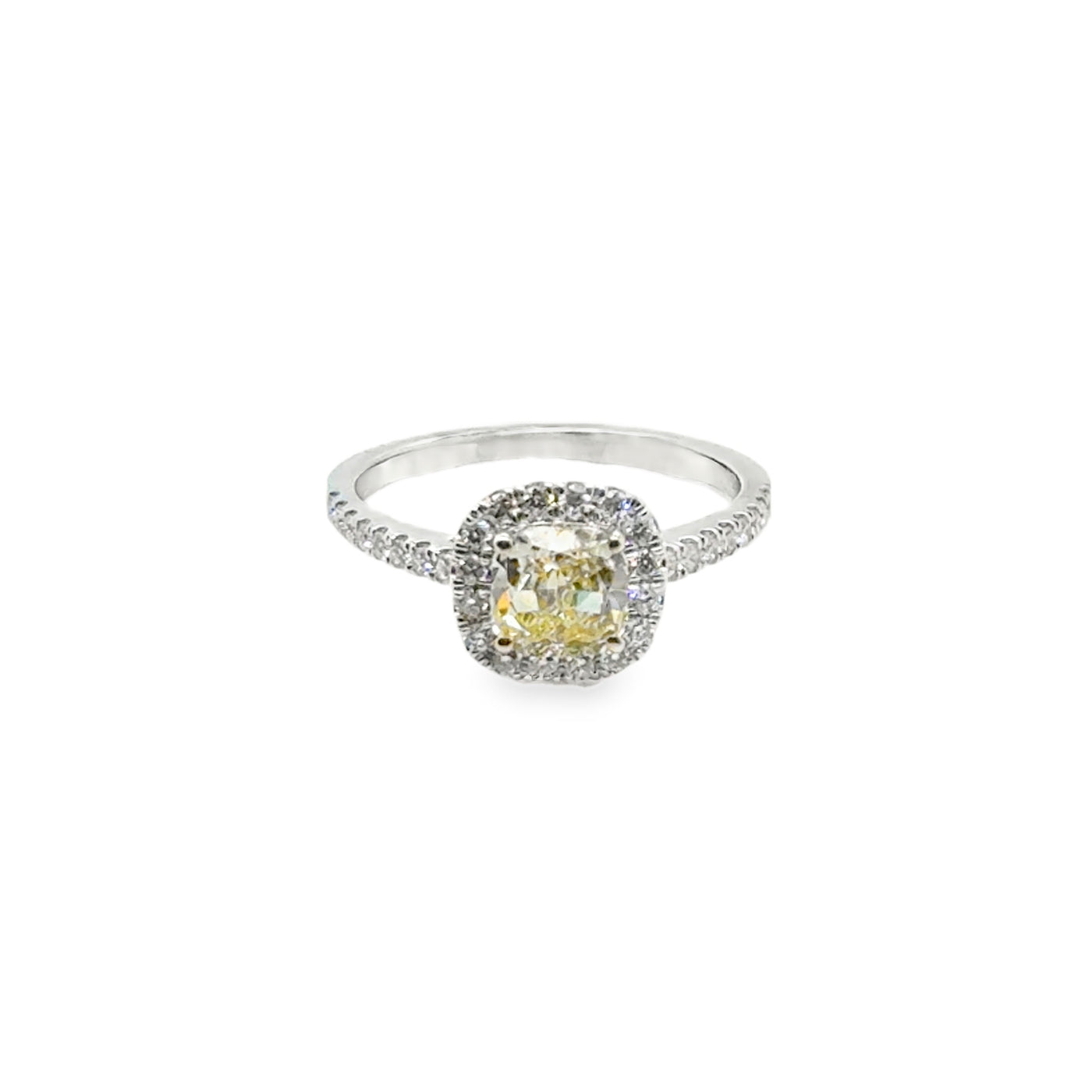 GIA 18KW Cushion Yellow & Natural Diamond Ring