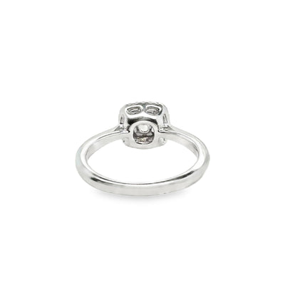 18KW Round Fancy Yellow Diamond & Diamond Ring