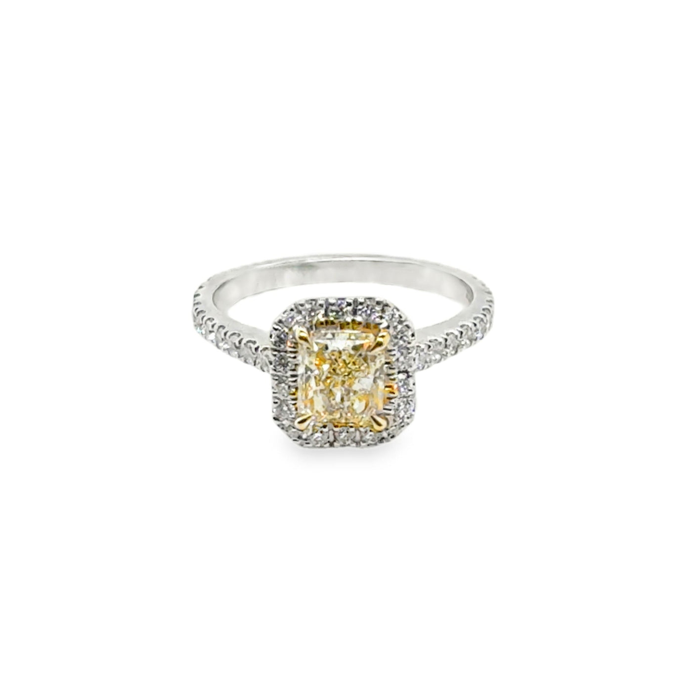 GIA 14KW Radiant Yellow & Diamond Ring