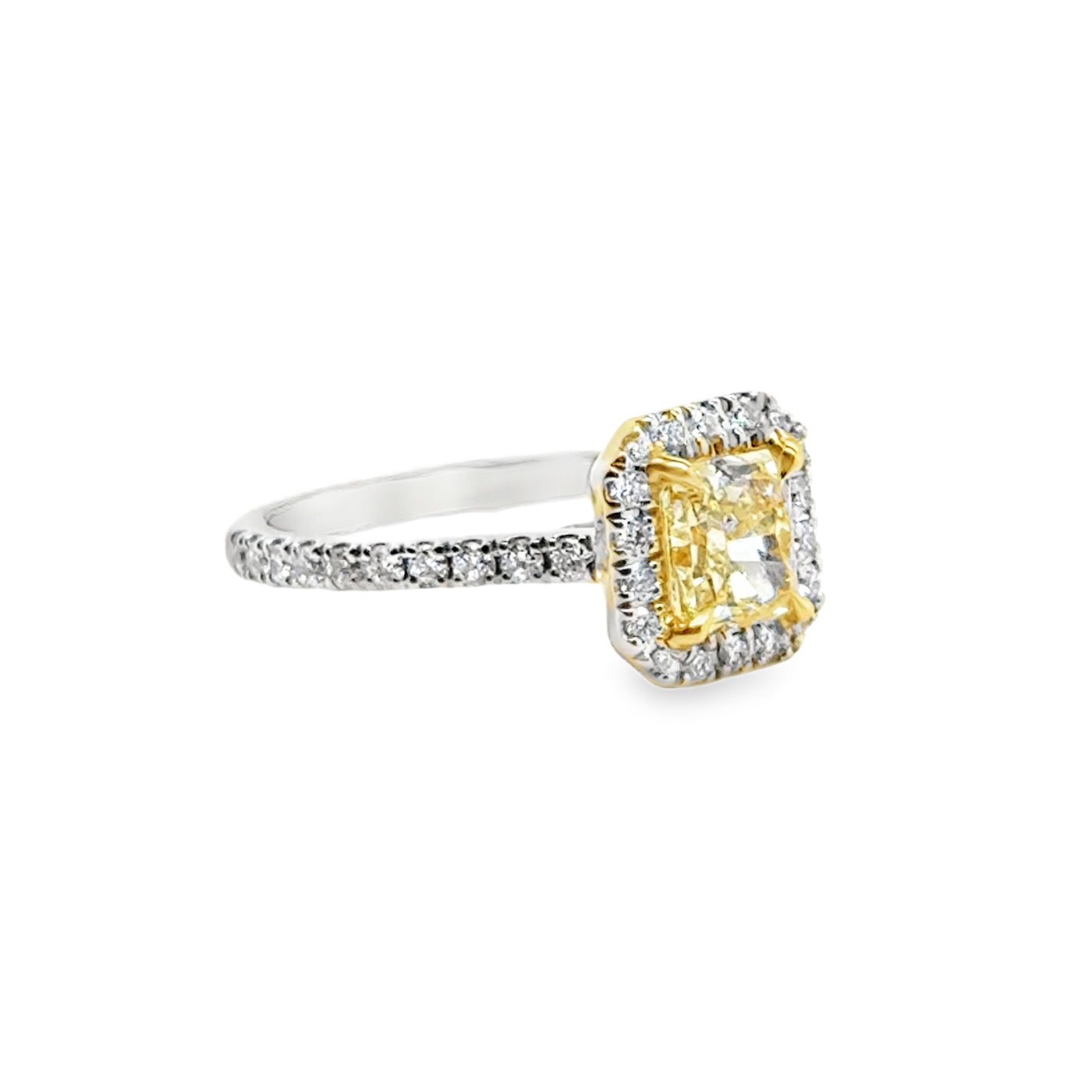 GIA 14KW Radiant Yellow & Diamond Ring