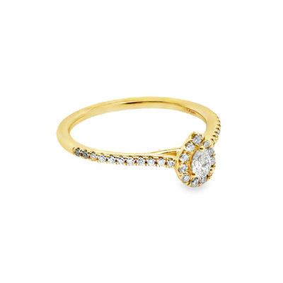 10K Pear Diamond Halo Ring