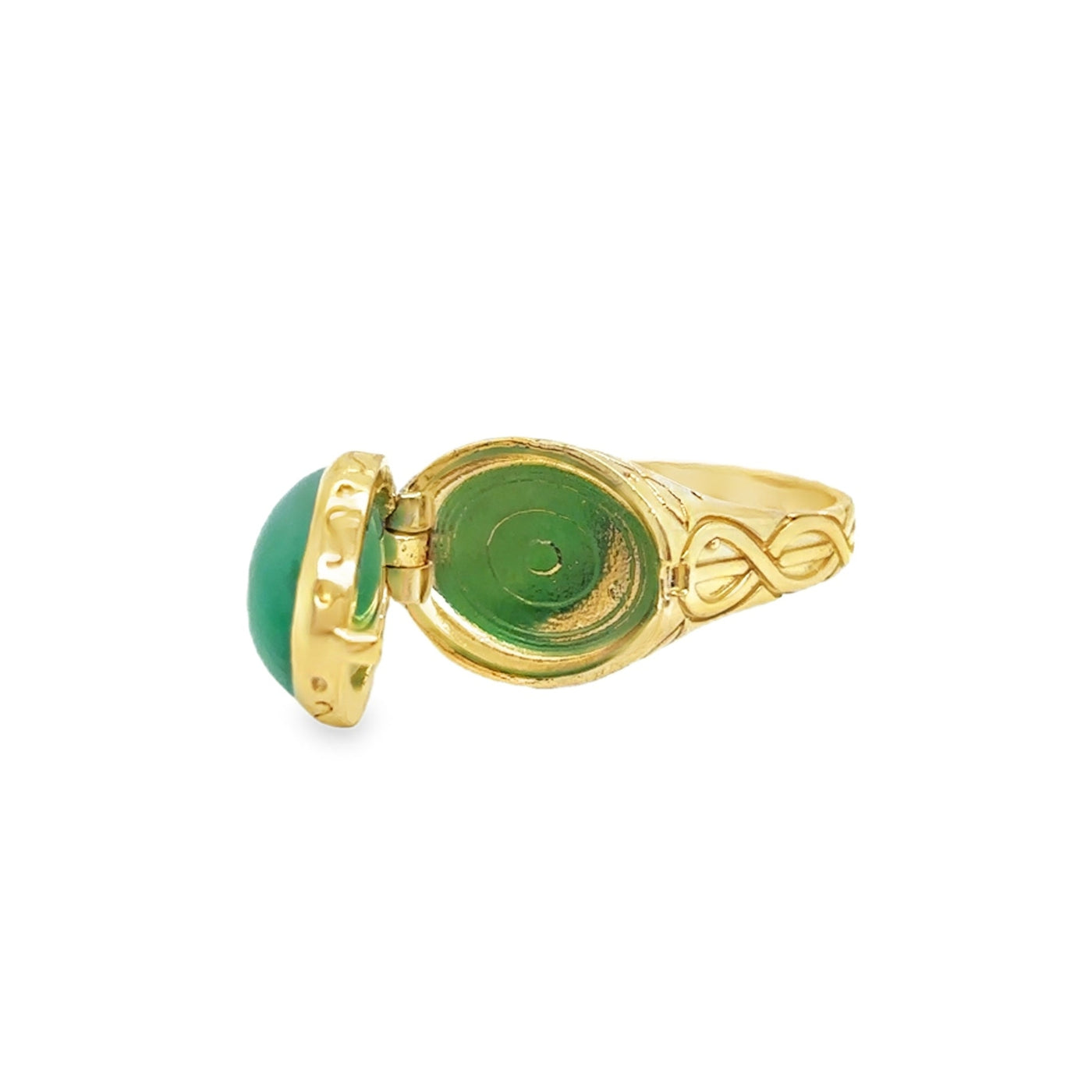 18KY Jadeite Poison Ring