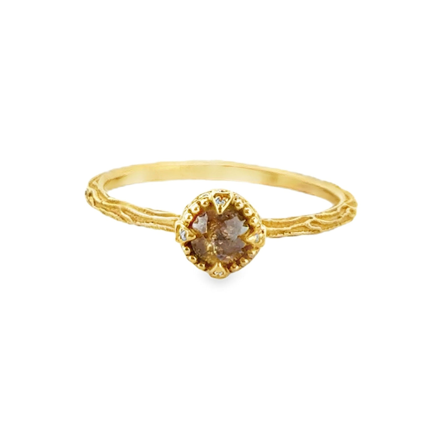 18KY Yellow Diamond Twig Ring
