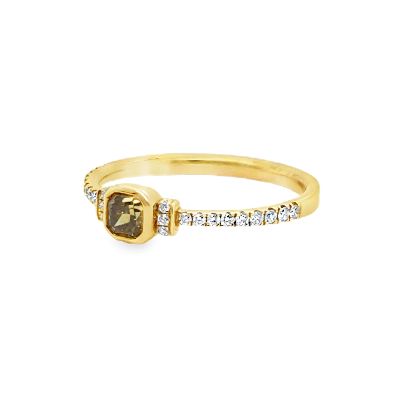 18KY Greenish Yellow Fancy Deep Diamond Ring
