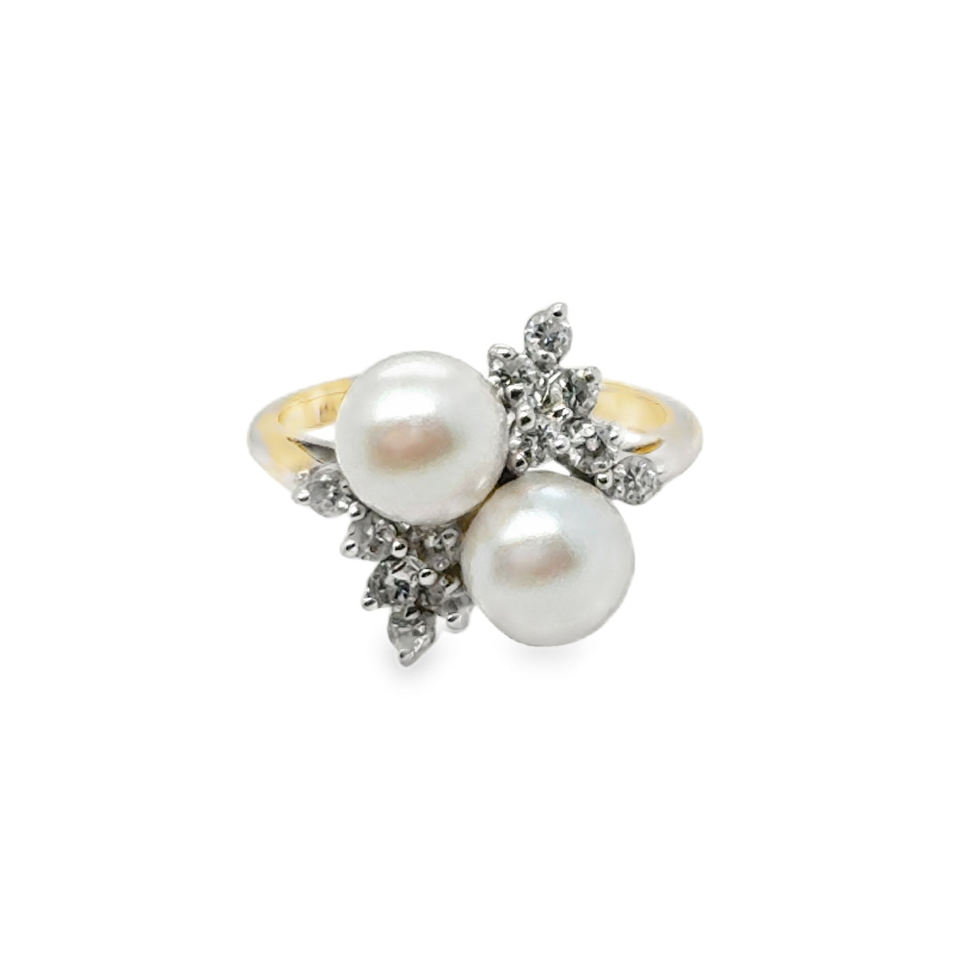14KY Pearl & Diamond Vintage Ring