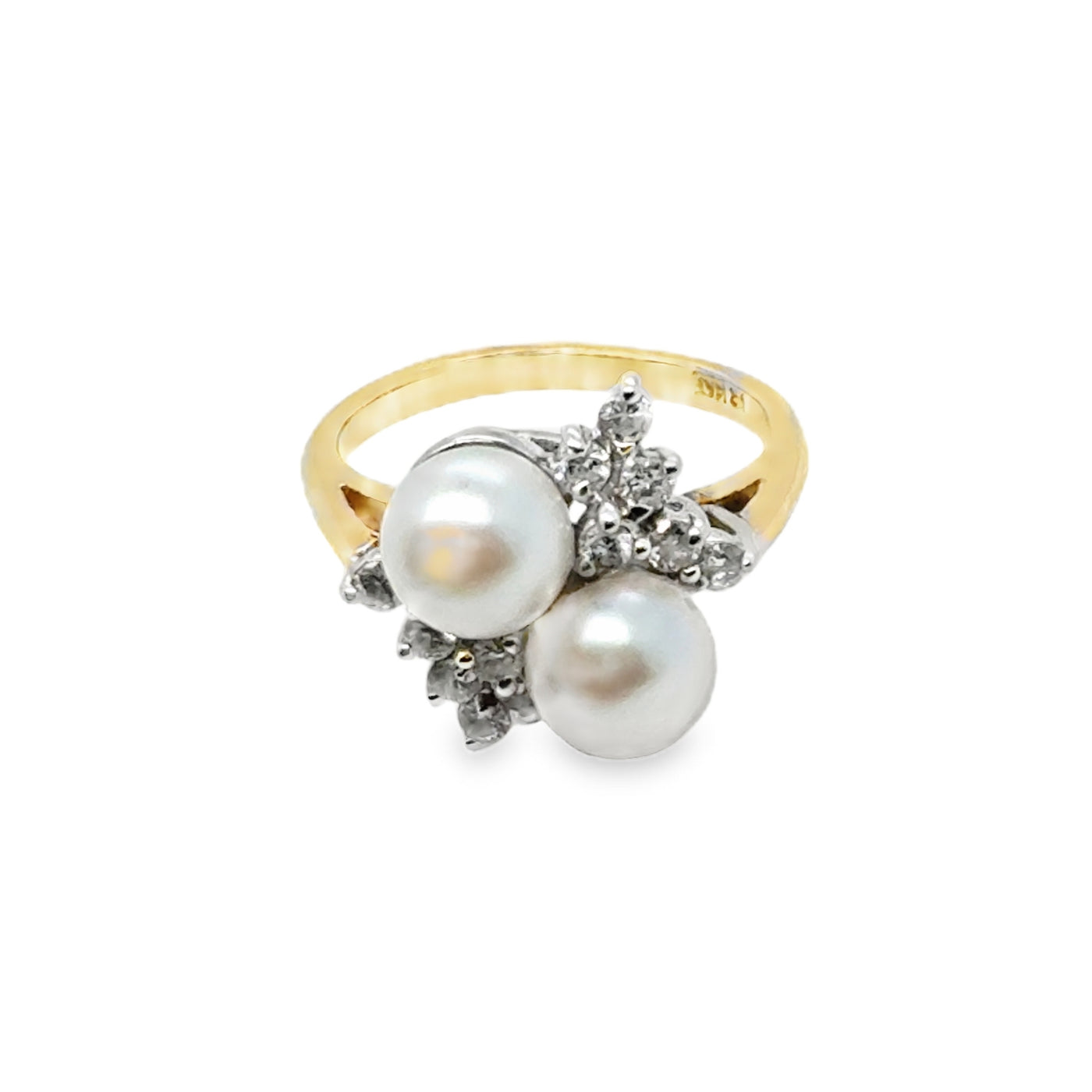 14KY Pearl & Diamond Vintage Ring