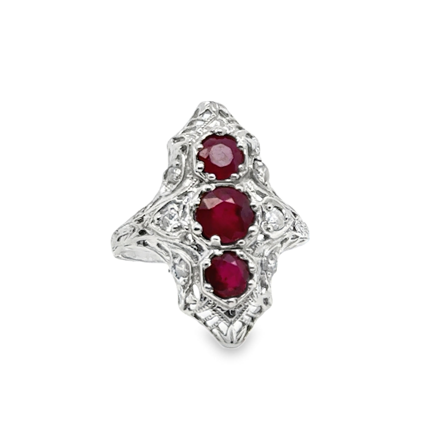 14KW Victorian Ruby & Diamond Ring